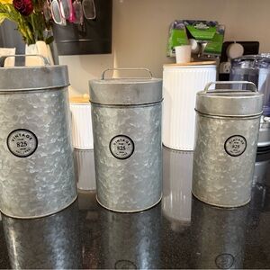 Vintage Silver Metal Canister Set